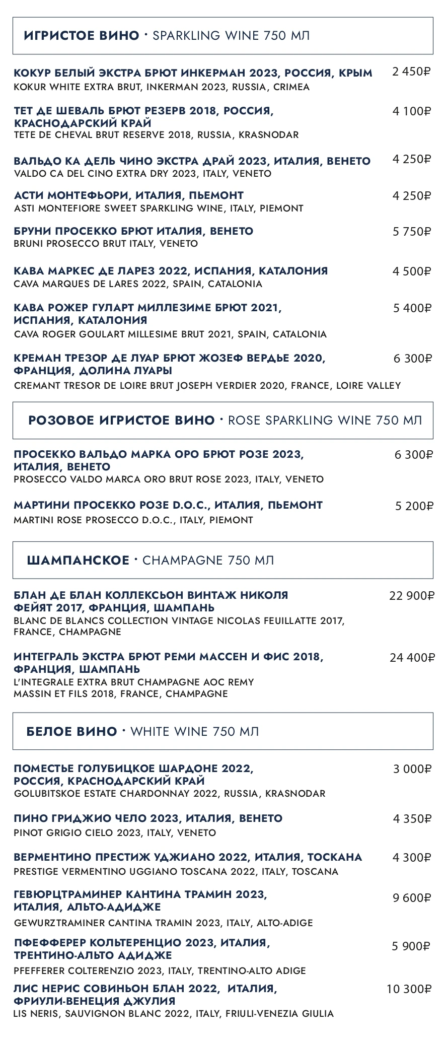 Барное меню